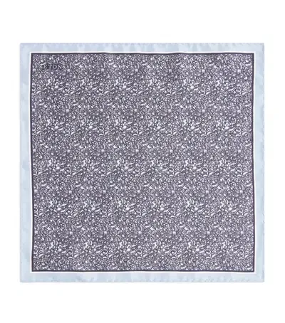 Eton Silk Paisley Pocket Square In Blue