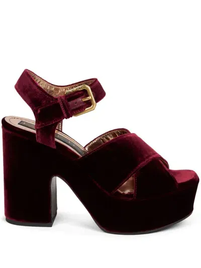 Etro 100mm Velvet Platform Sandals In Red