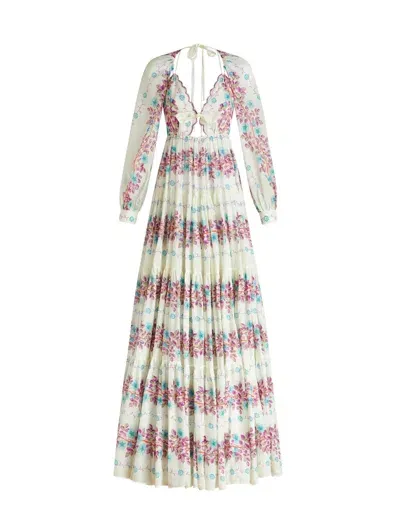 Etro Floral Flared Maxi-dress In White