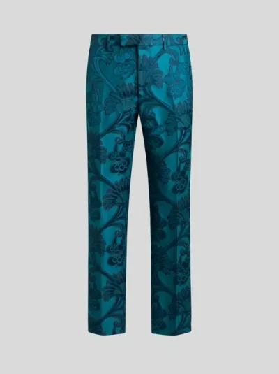 Etro Abendhose Mit Floralem Rankenmuster In Hellblau