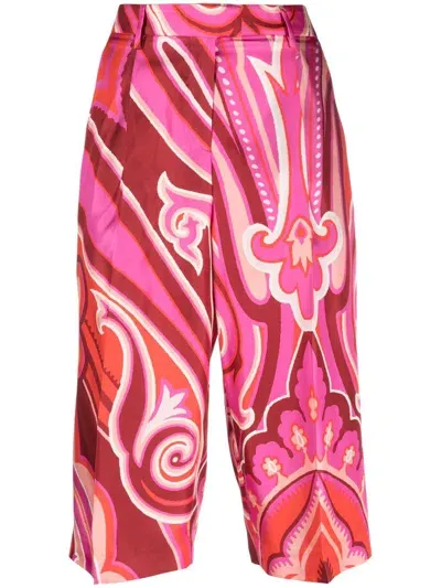 Etro All-over Graphic-print Shorts In Rosa