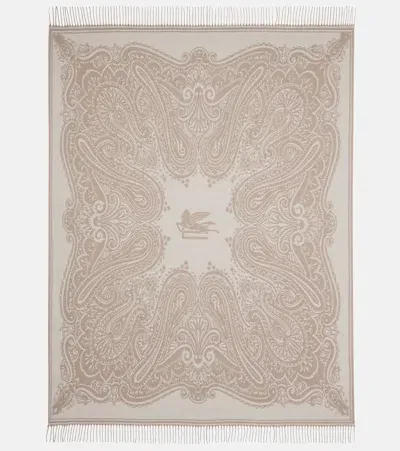 Etro Alocasia Fringed Wool Throw In Beige