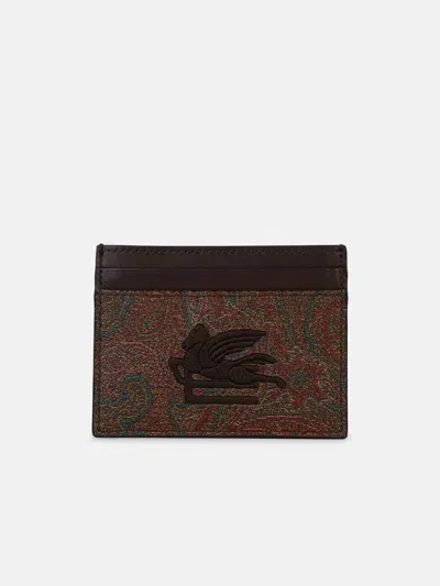 Etro 'arnica' Brown Leather Card Holder