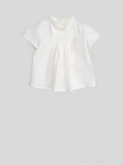 Etro Babies' Pleated Cotton Poplin Blouse In White