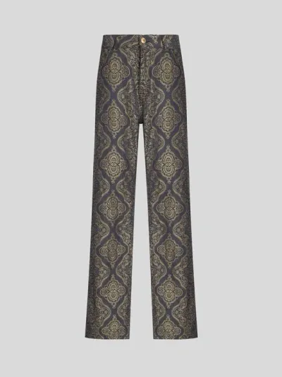 Etro Paisley-jacquard Straight-leg Jeans In Blue