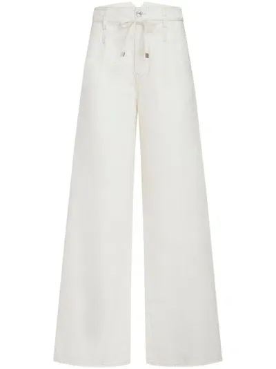 Etro Belted High-rise Wide-leg Jeans In Bianco