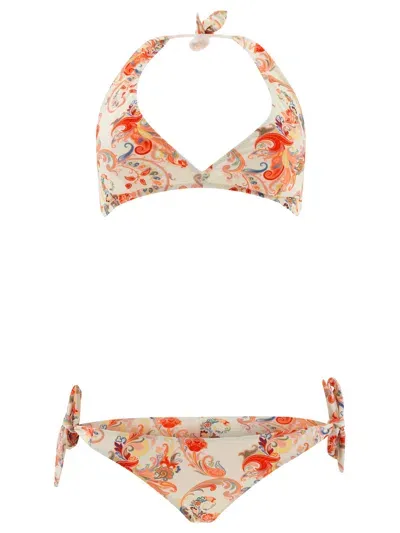 Etro Bikini With Paisley Print Costumes In White