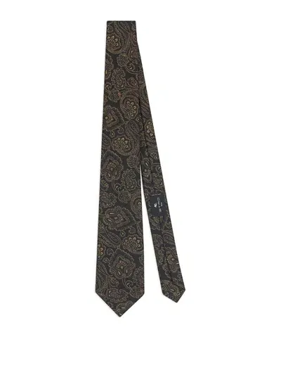 Etro Paisley-print Metallic-effect Tie In Black