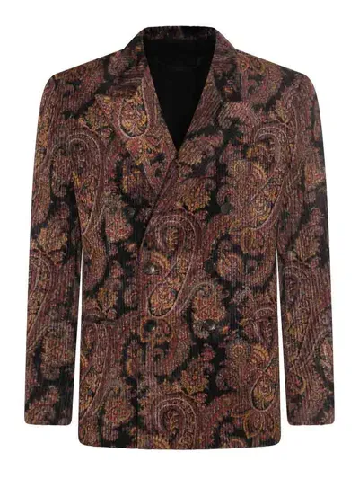 Etro Paisley-print Corduroy Blazer In Red