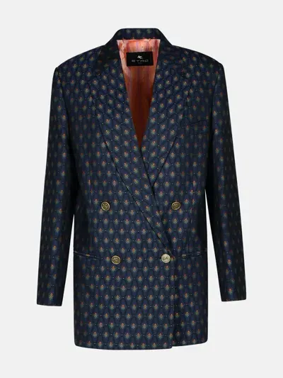 Etro Blue Wool Blend Blazer