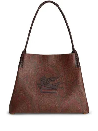 Etro Brown Medium Paisley Libra Tote Bag