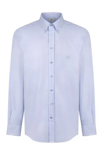 Etro Button-down Collar Cotton Shirt In Light Blue