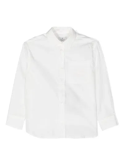 Etro Kids' Pegaso-embroidered Poplin Shirt In White