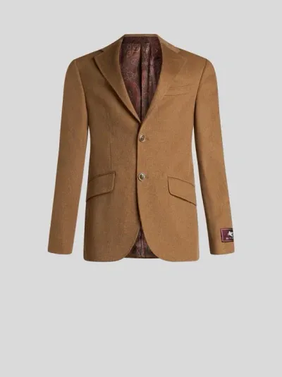 Etro Cashmere Blazer In Brown