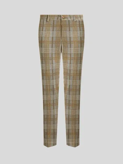 Etro Check Trousers In Beige