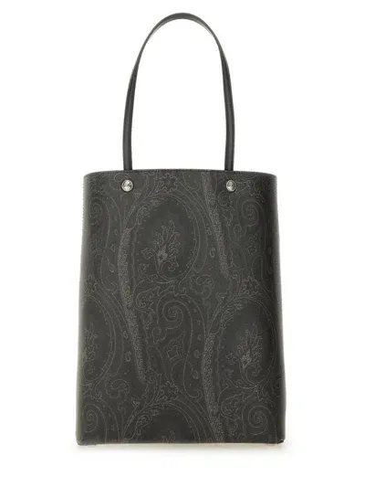 Etro Clutch Embellished Paisley Tote Bag In Black