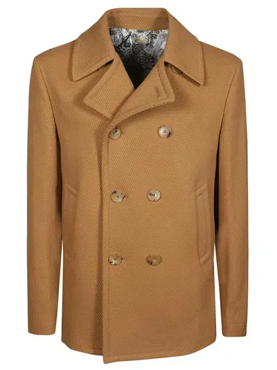 Etro Pea Coat In Brown