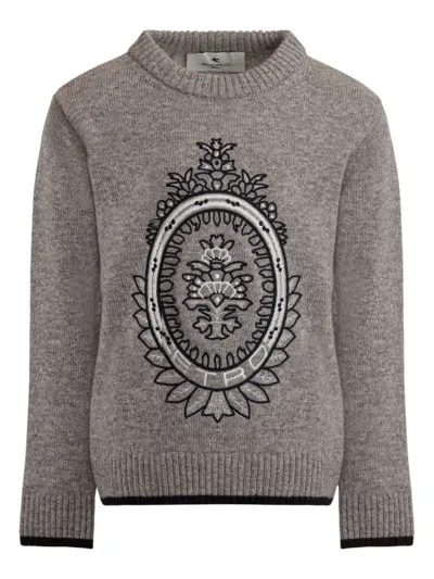 Etro Kids' Coat Of Arms-embroidered Jumper In Grey