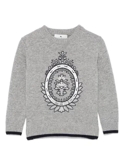 Etro Kids' Coat Of Arms Sweater In Grey