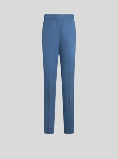 Etro Cropped Tailored Trousers In Blue