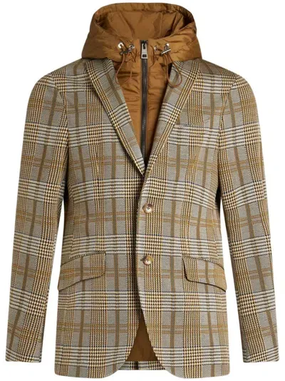 Etro Detachable-hood Single-breasted Blazer In Yellow