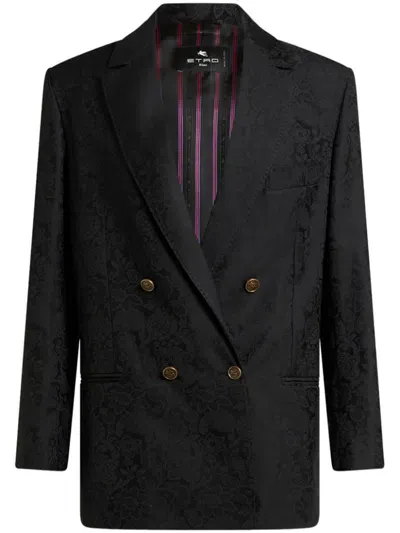 Etro Double-breasted Jacket In Black