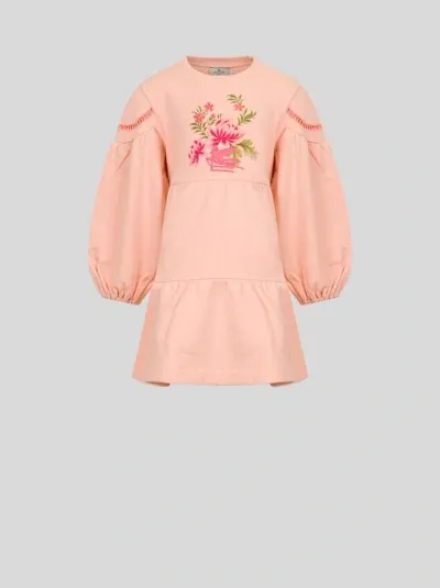 Etro Kids' Embroidered Dress For Children In Pink