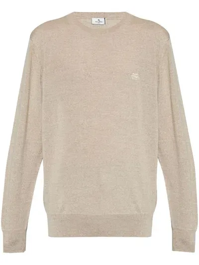 Etro Embroidered Logo Sweatshirt In Beige