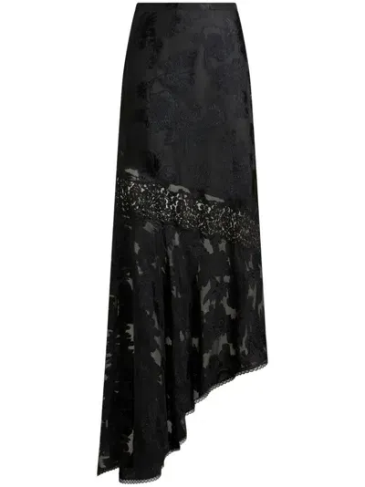 Etro Fil-coupé Chiffon Maxi Skirt In Black