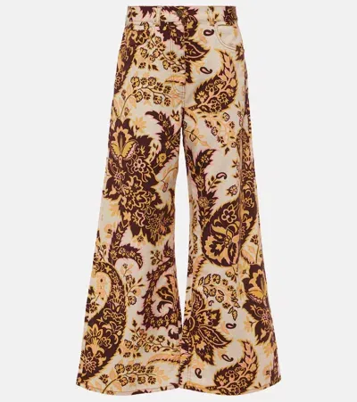 Etro Floral High-rise Wide-leg Jeans In Multicoloured