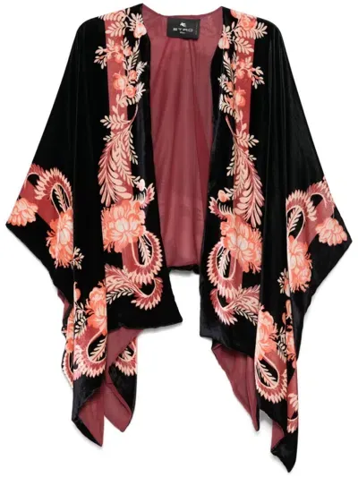 Etro Floral-print Cape In Black