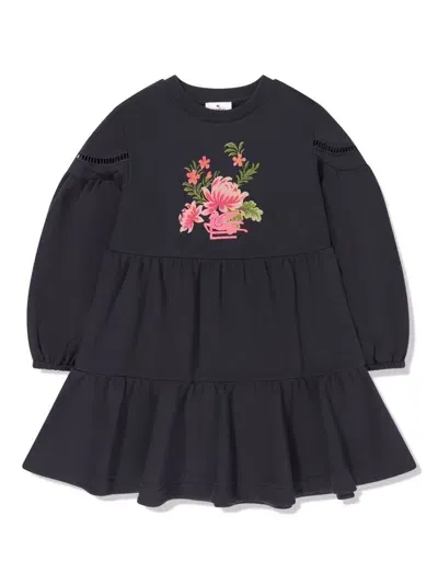 Etro Kids' Floral-print Dress In Blue