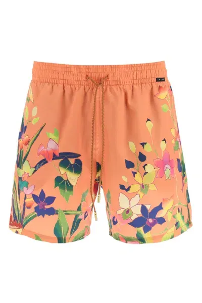 Etro Floral Print Swimtrunks In Pink