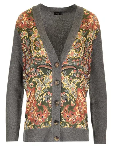 Etro Floral Printed Knit Cardigan In Multicolour