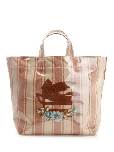 Etro Globtter Soft Tote In Beige