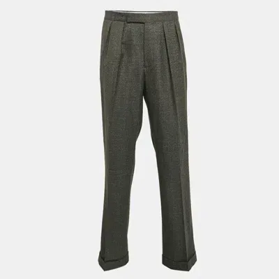 Pre-owned Etro Grey Patterned Wool Pleated Formal Trousers Xxl