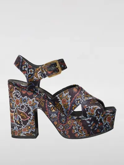 Etro Paisley-print Leather Sandals In Schwarz