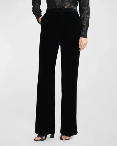 Etro High-rise Velvet Straight-leg Trousers In Black