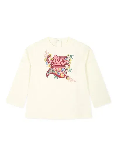 Etro Babies' Logo-embroidered Cotton Sweatshirt In Neutrals