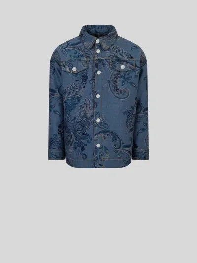 Etro Jacquard Jacket For Children In Blue