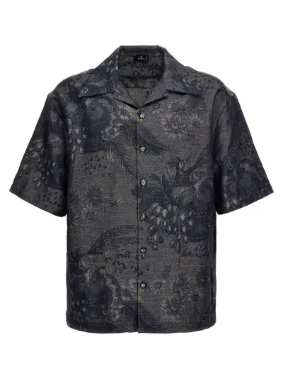 Etro Patterned-jacquard Shirt In Azul