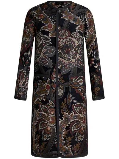 Etro Knee-length Reversible Coat In Black