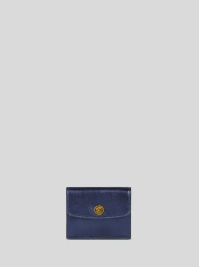 Etro Laminated Leather Cardholder In 蓝色