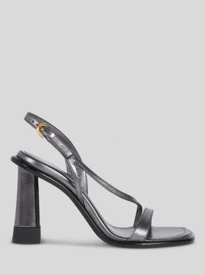 Etro Laminated Leather Sandals In Black