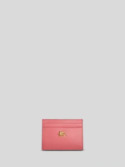 Etro Pegaso Leather Cardholder In Rosa