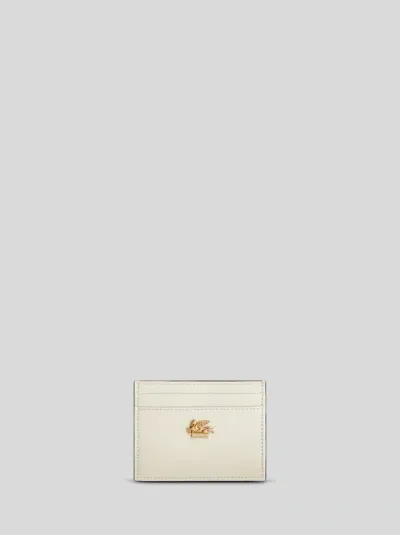 Etro Pegaso Leather Cardholder In Neutrals