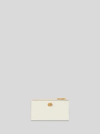 Etro Pegaso Leather Cardholder In Neutrals