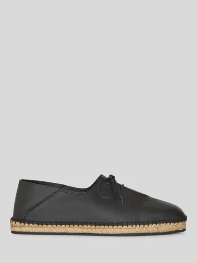 Etro Leather Lace-up Espadrilles In Black