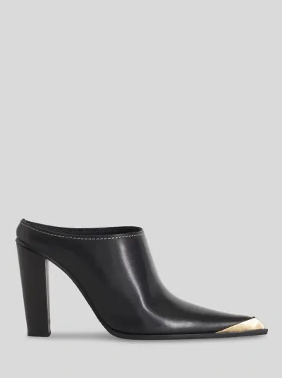 Etro Metallic Toe-cap Leather Mules In Black