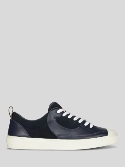 Etro Leather Sneakers In Navy Blue